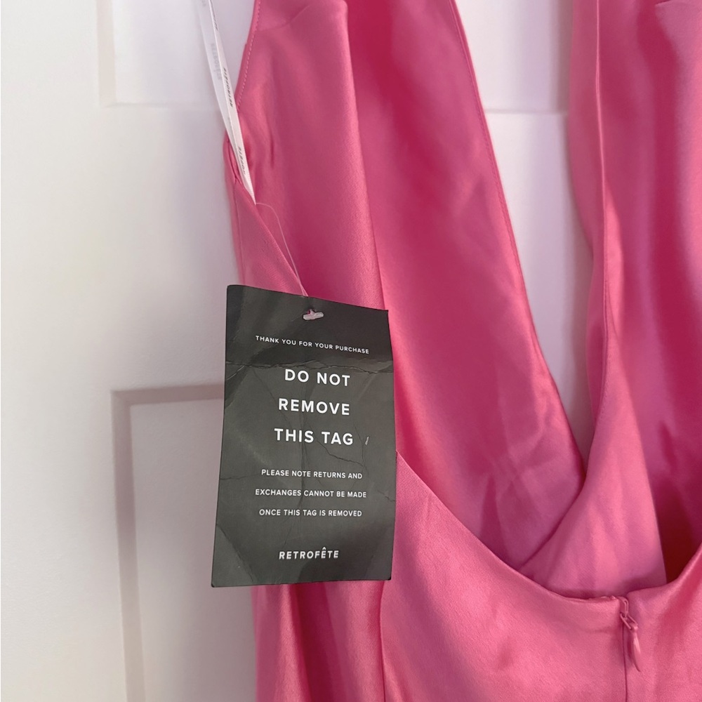 Retrofete Valeria Silk Halterneck Maxi Dress Candy Pink NEW with tags - Picture 7 of 12